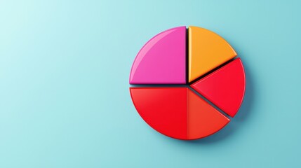 Fototapeta premium Colorful pie chart graphic on blue background showcasing data representation and analysis visual elements