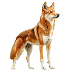 Fototapeta premium An alert Dhole the endangered Asian wild dog standing tall with a focused on transparent background
