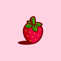 Strawberry icon logo flat vector design