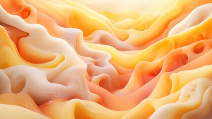 Abstract waves of soft creamy texture in shades of orange, peach, and yellow for artistic backgrounds