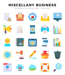 Miscellany Business Flat icons collection. Flat icons pack. Vector illustration