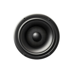 The heart of sound a powerful black speaker delivering deep bass with dark on transparent background