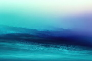 Fototapeta premium A soft gradient from aqua marine to deep sea blue, creating a tranquil, blurry transition.
