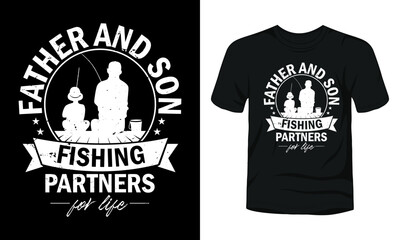 Father & Son Fishing Partners T-Shirt Design
