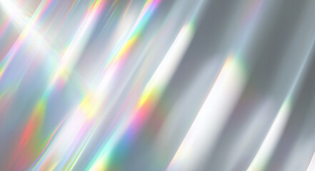 柔らかな面に広がる、プリズムのような光の反射を捉えた夢幻的な抽象背景。光やエネルギー、テクスチャー、未来的なデザインなどのテーマに最適な素材です。