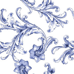 Vector watercolor blue texture pattern.