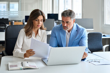 Professional leaders having corporate discussion planning project. Attorney consulting client...