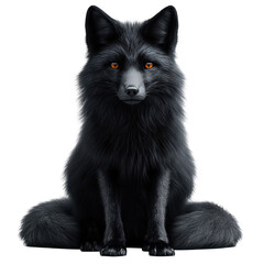 Obraz premium A majestic black fox with glowing amber eyes gazes intensely a creature of on transparent background