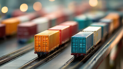 A train with many different colored containers on it