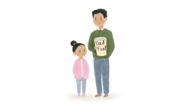 Father and Daughter bonding Moment: A heart warming illustration of a father and daughter side by side embracing in a tender moment of paternal connection and love.