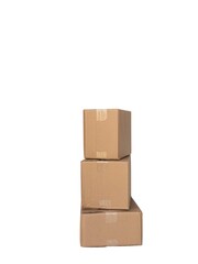 Stack of Cardboard Boxes Isolated on White Background for Shipping