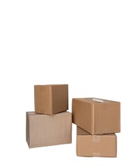 Stack of Cardboard Boxes Isolated on White Background for Shipping