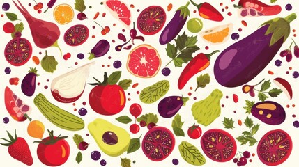 Set of fruits and vegetables