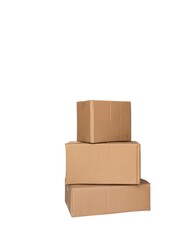 Stack of Cardboard Boxes Isolated on White Background for Shipping