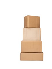 Stack of Cardboard Boxes Isolated on White Background for Shipping