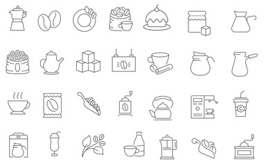 Set of linear icons of Coffee. vector