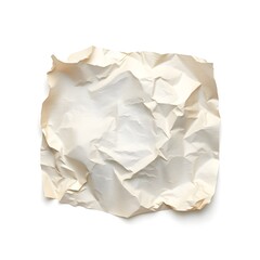 Obraz premium Crumpled Cream Paper Isolated on White Background Texture