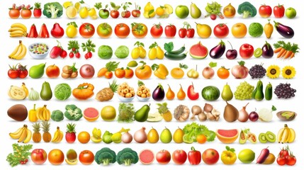 Set of fruits and vegetables