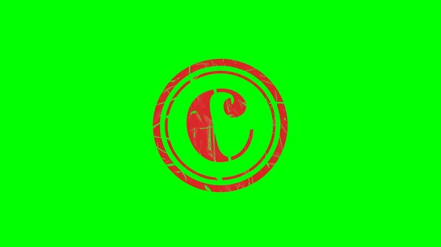 Animated "C" rubber stamp seal with bold red text on a green screen chroma key background for representing average grades, satisfactory performance, or general evaluations in academics