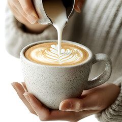 Latte art pouring coffee drink