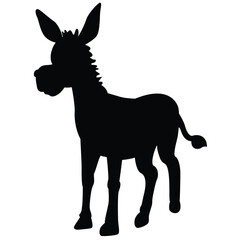 Cute cartoon hand drawn vector donkey silhouette.