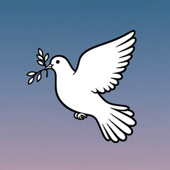 Obraz premium Dove. Symbol of peace. Silhouette of a flying dove with olive branch.