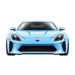 Fototapeta premium A sporty eye catching light blue coupe front view evokes speed and on transparent background