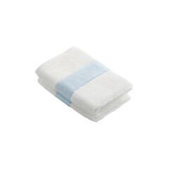 Folded White Hand Towel with Light Blue Stripe