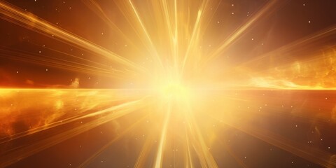 Radiant golden explosion with glowing light rays and stars