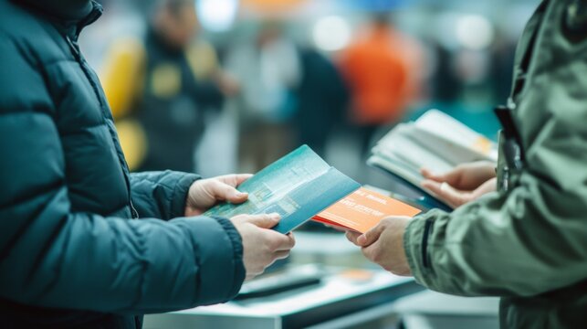 Brochures Exchange at a Business Event