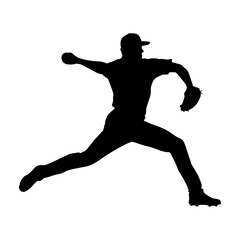 Silhouette of baseball player pitching