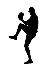Silhouette of baseball pitcher, prepare to throw the ball