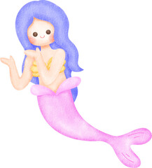 Cute Watercolor Mermaid Illustration