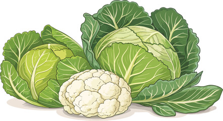 Cabbage in white background illustration vector design, Cabbage illustration vector design