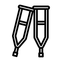Crutches Vector Line Icon Design