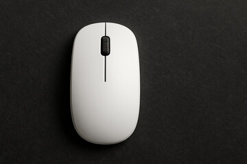 Minimalist White Wireless Mouse on Black Background – Isolated Tech Object, mockup
