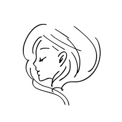 やさしさに包まれる横顔の女性 ー シンプルで美しい線画イラスト