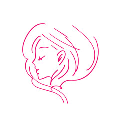 やさしさに包まれる横顔の女性 ー シンプルで美しい線画イラスト