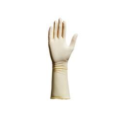 Obraz premium Single Beige Latex Glove on Black Background