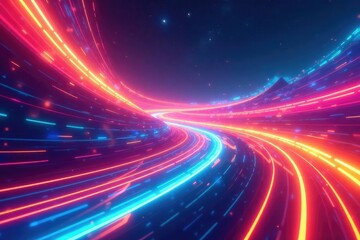 Obraz premium Abstract swirls of color forming a vibrant race track , curves, vibrant