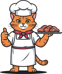 Chef cat with BBQ vector