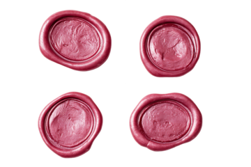 Four Maroon Wax Seals on Transparent Background, PNG