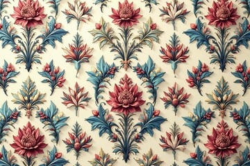 Elegant floral damask pattern, intricate swirls and leaves , antique, graphics