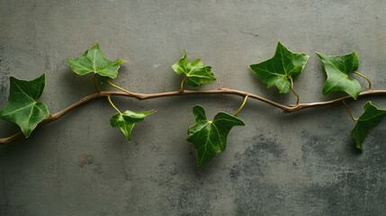 Ivy Tendril on Textured Background, Nature's Grace and Organic Beauty