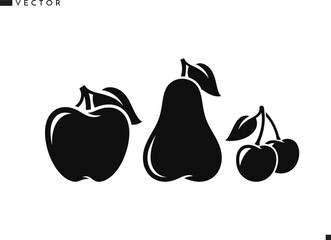 Fruit. Isolated pear cherry and apple