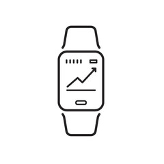 Smartwatch displaying growth graph on touchscreen in minimal design  