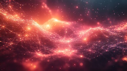 Obraz premium Abstract depiction of interconnected nodes and lines forming a complex network, representing data or relationships