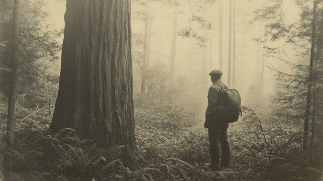 A tranquil forest scene featuring towering redwoods surrounded by lush greenery.