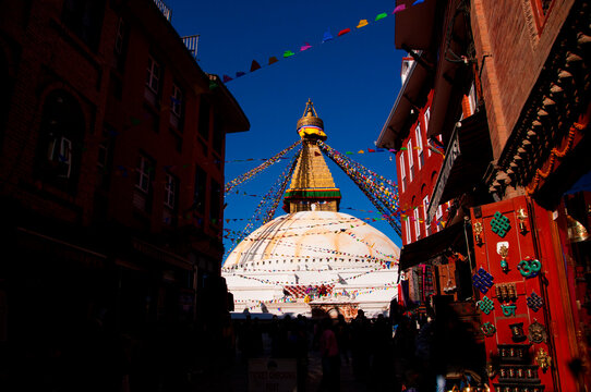 Boudhanath Stupa in Kathmandu, Nepal, UNESCO World Heritage Site.