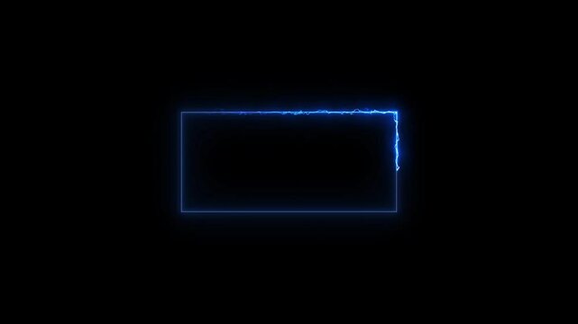 Glowing neon squire border icon, alpha channel, seamless loop video of glowing neon rectangles animation.